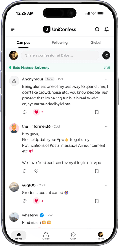 UniConfess app anonymous posting interface for campus confessions